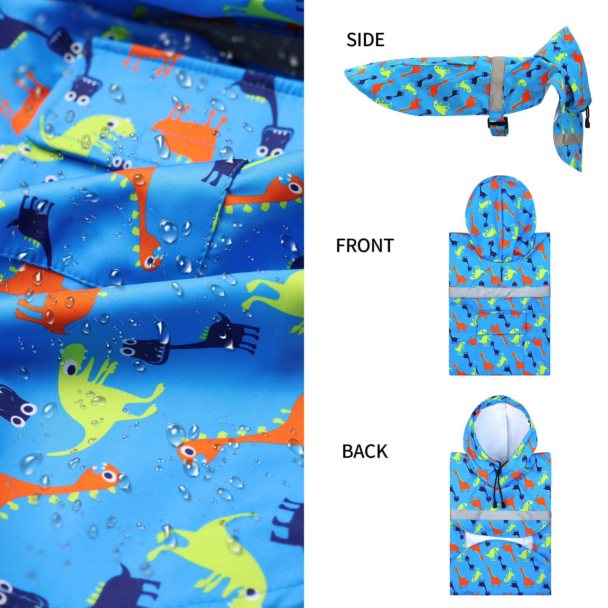 NACOCO Large Dog Raincoat Adjustable Pet Water Proof Clothes Lightweight Rain Jacket Poncho Hoodies with Strip Reflective (XL, B